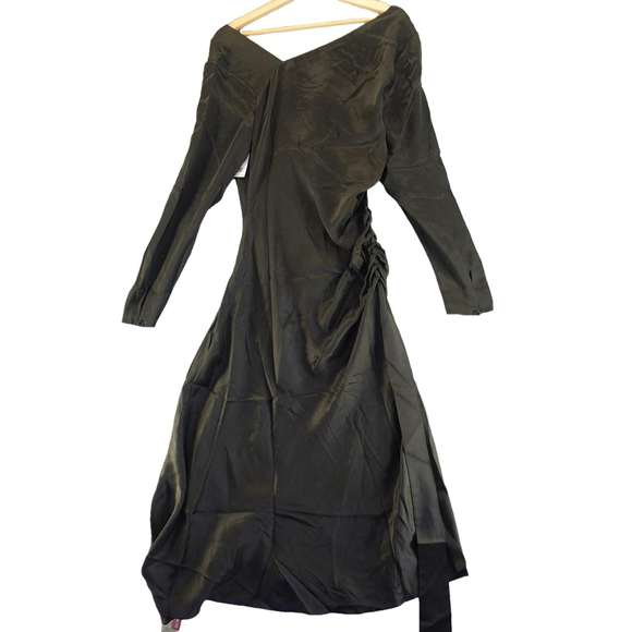 Women's Equipment Annalise Midi Asymmetry Silk Dress Size 10 NWT $550 - Picture 3 of 12